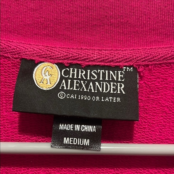 Christine Alexander Medium Pink Swarovski Bling Quarter Zip Sweater - Picture 2 of 8